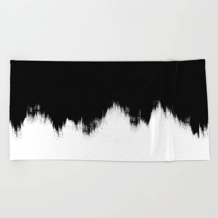 Black And White Abstract Art Beach Towel