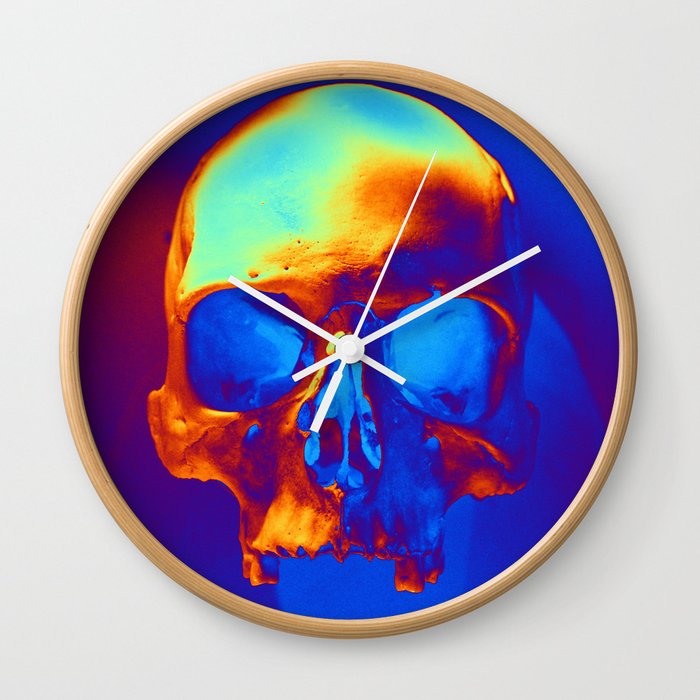 Skull in blue and gold Wall Clock