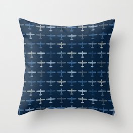Blue airplane pattern Throw Pillow