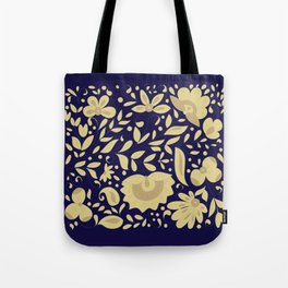 Indian Floral - Ditsy blue and gold Tote Bag