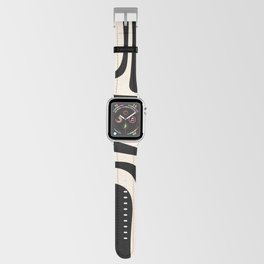 Palm Springs - Midcentury Modern Abstract Pattern in Black and Almond Cream  Apple Watch Band