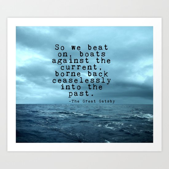 So we beat on - Gatsby quote on the dark ocean Art Print