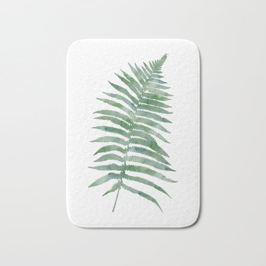 Tropical Olive Green Botanical Fern Bath Mat