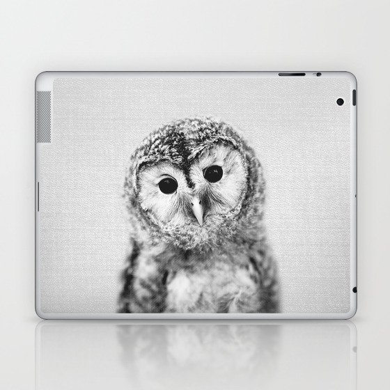 Baby Owl - Black & White Laptop & iPad Skin