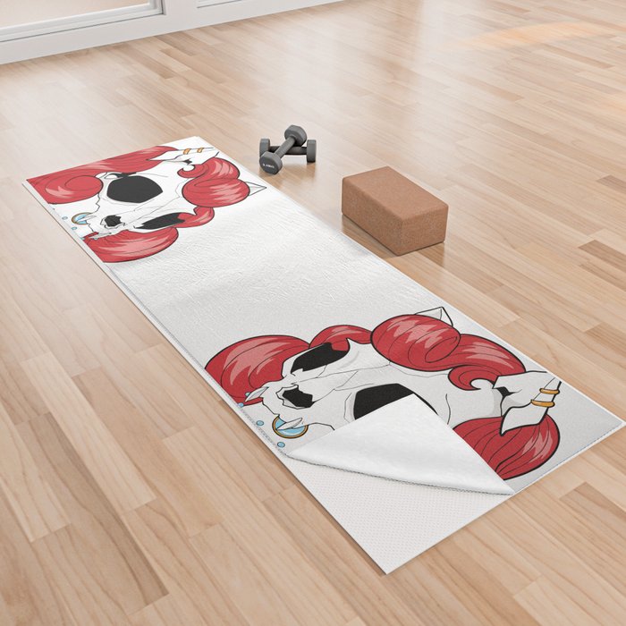 Skull Cat Yoga Towel
