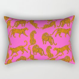 Abstract leopard with red lips illustration in fuchsia background  Rectangular Pillow