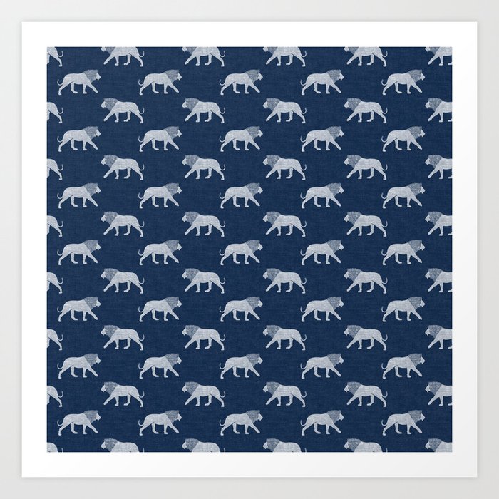 lions - navy blue Art Print