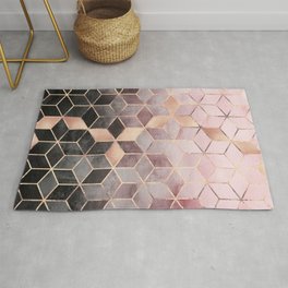 Pink And Grey Gradient Cubes Area & Throw Rug