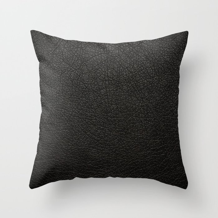 Black Leather Throw Pillow