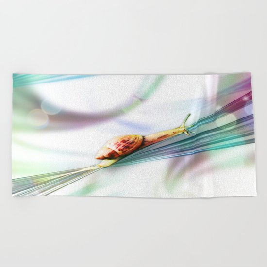 The Snail (Pretty Bokeh Background) Beach Towel