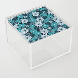 Blue Turquoise Flower Doodle Pattern Acrylic Box