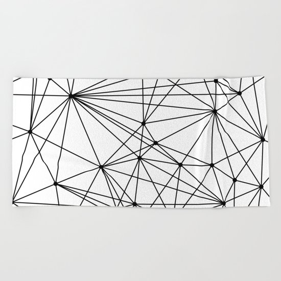 Black & White Geometric Web Beach Towel