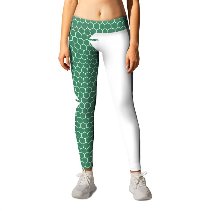 White Diamond Lace Vertical Split on Christmas Green Leggings