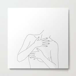 Nude figure line drawing - Ellen Metal Print | Life, Body, Drawing, Line, Wall, Minimal, Blackandwhite, Ink, Illustration, Artwork 