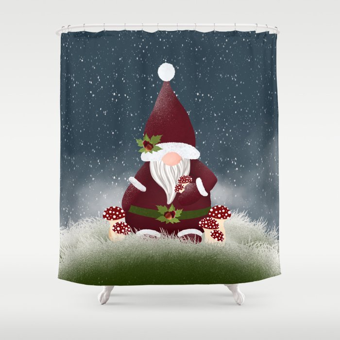 Mr Frosty Forest Nordic Gnome Shower Curtain