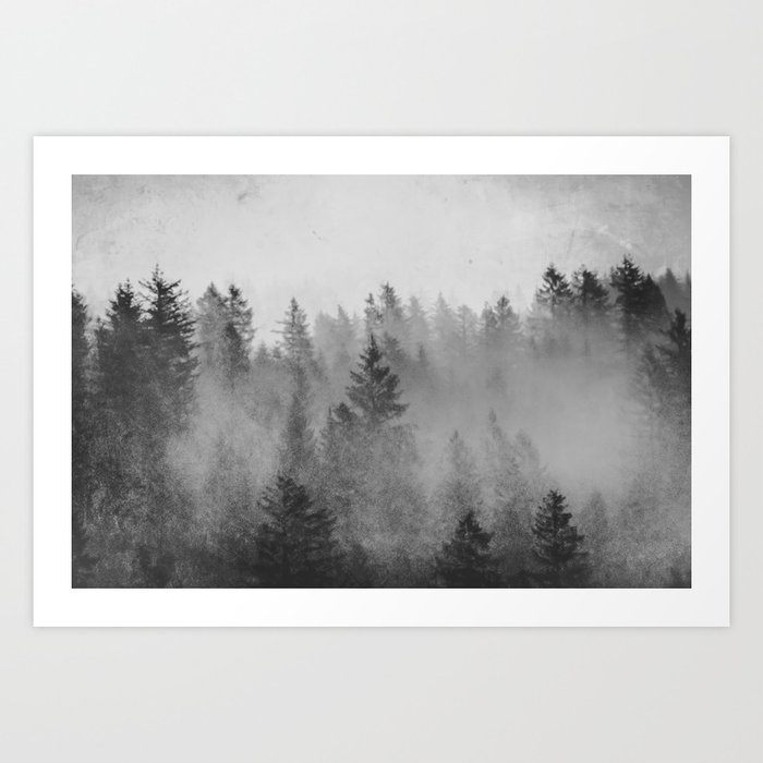 Black And White Forest Abstract Art Print By Cascadia Society6