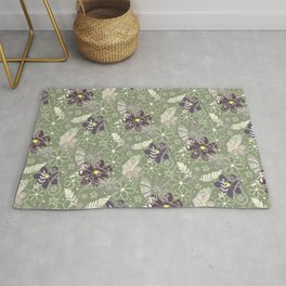 plum purple sage doodle feathers and flowers Area & Throw Rug