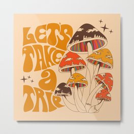 70s Mushroom, Take A Trip, Hippie Boho Metal Print
