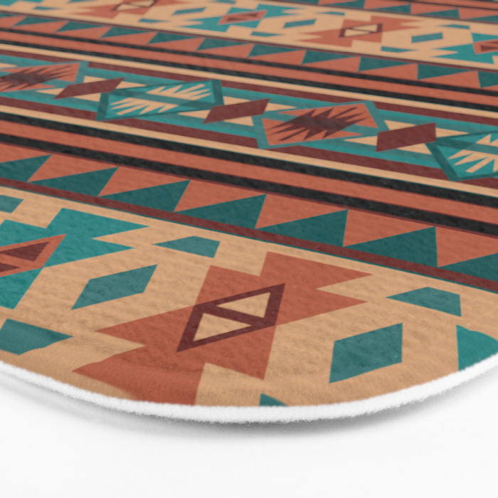 Southwest Design Turquoise Terracotta Bath Mat By Csforest Society6