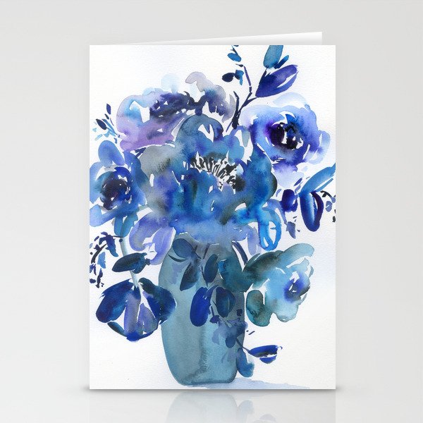 blue stillife: peony Stationery Cards