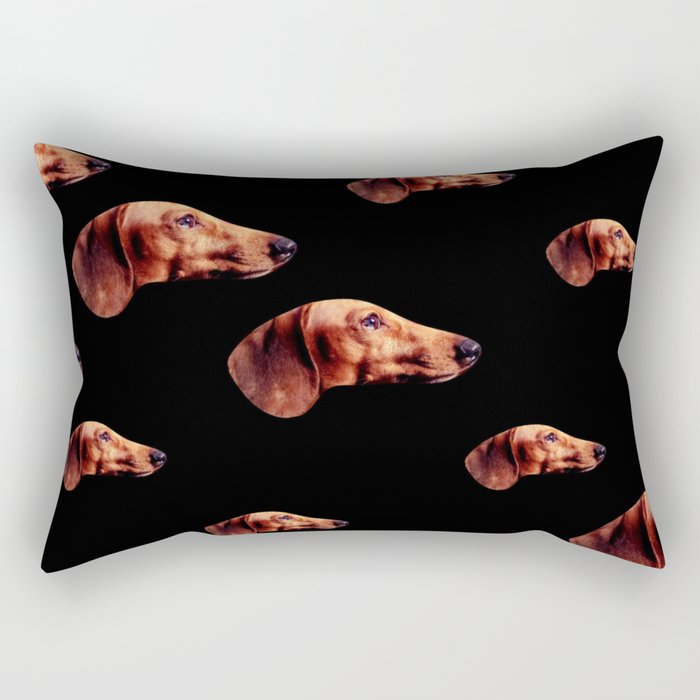 Dachshunds on My Mind in Black Rectangular Pillow