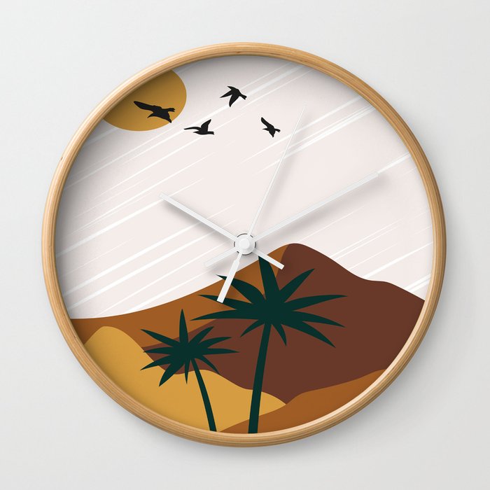 Summer In The Desert, Modern Abstract Boho Design Wall Clock