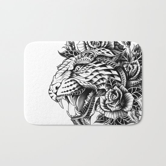 Ornate Leopard Black & White Variant Bath Mat