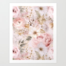 Rosy Reverie: A Watercolor Symphony in Pink Art Print