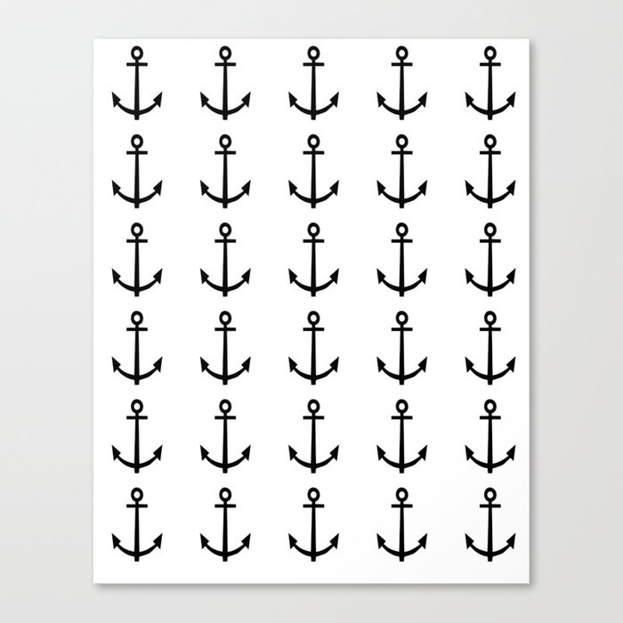 Anchor - Black & White, Nautical, Minimal, Simple, Design, Pattern, Trendy,  Cool, Simple, Modern Canvas Print by CharlotteWinter