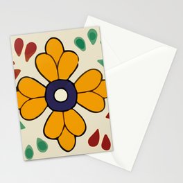 Flower yellow cross talavera tile mexican ceramic Stationery Card