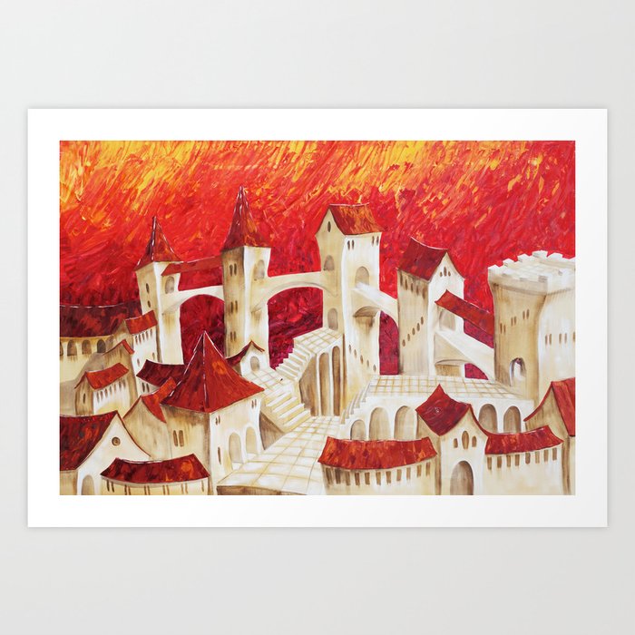Surrealism old castle in Italy by Ksavera Art Print