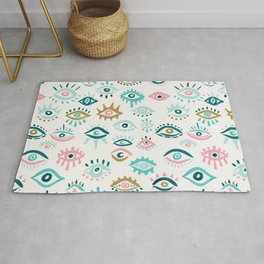 Mystic Eyes – Turquoise & Pink Area & Throw Rug