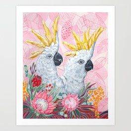 Cockies and flowers Art Print