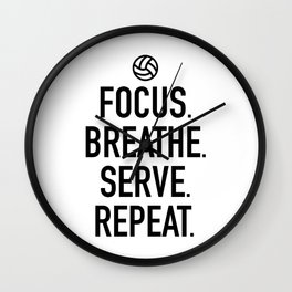 Volleyball - Focus Breathe Serve Repeat Wall Clock
