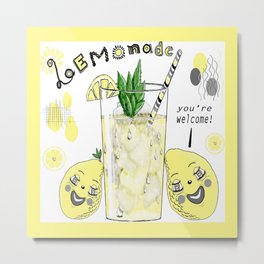 You're Welcome, Love, The Lemons Metal Print | Drawing, Summer, Fruit, Lemonyellow, Lemonade, Cocktails, Funny, Children, Digital, Lemons 