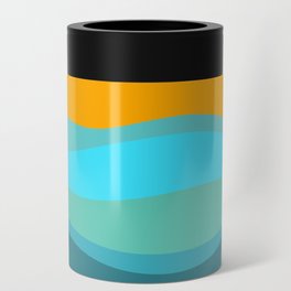 SunnyWaves - Colorful Sunset Retro Abstract Geometric Minimalistic Design Pattern Can Cooler