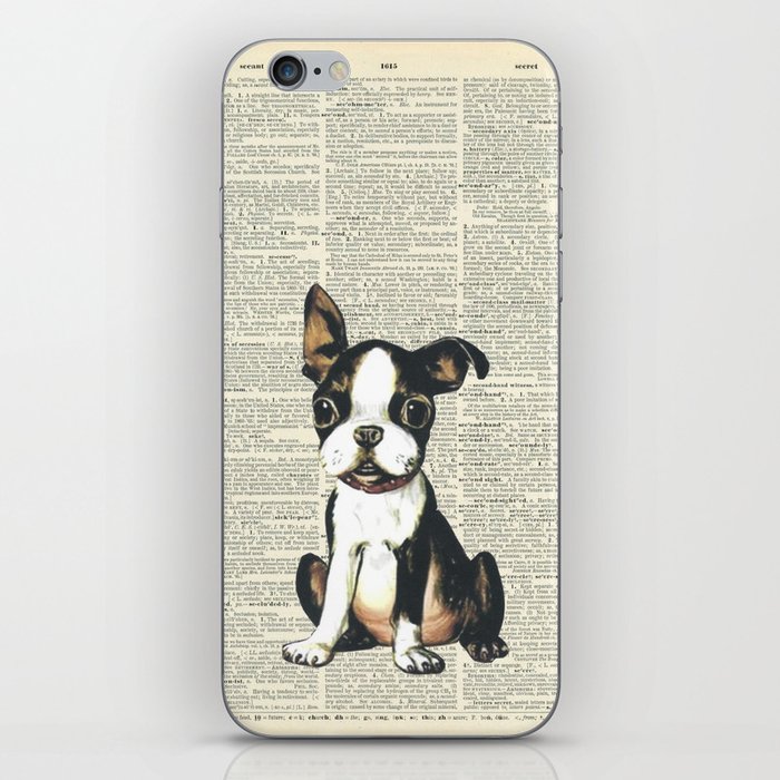 Boston Terrier Vintage Puppy iPhone Skin