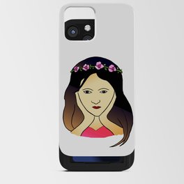 Cute Girl With Tiara Thinking with Palms on her soft Cheeks iPhone Card Case