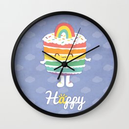 Happy Rainbow Cake Wall Clock