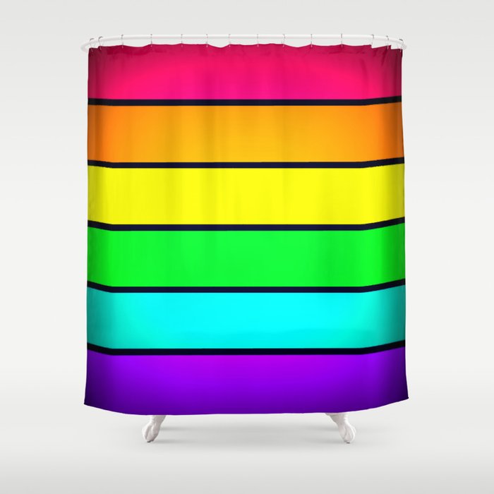 Rainbow Stripes Shower Curtain By Vintageby2sweet Society6 Rainbow Stripes Shower Curtain