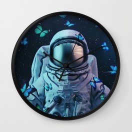 Astronaut and Butterflies Wall Clock