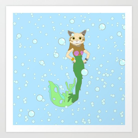 Mer-Cat Art Print