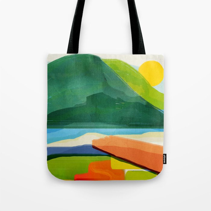 Sunset over the abstract hills Tote Bag