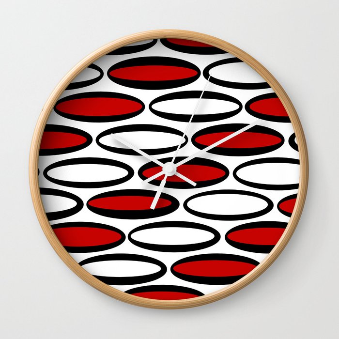 Oval,Red Wall Clock