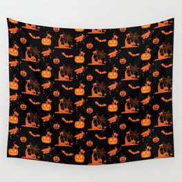 Happy Halloween, Scary Pupmkin Face Jack O Lantern pattern Wall Tapestry