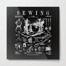 Sewing Machine Quilting Quilter Crafter Vintage Patent Print Metal Print