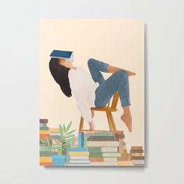 Lost in my books Metal Print | Book, Inspiration, People, Feminine, Livingroom, Art, Womangirl, Home, Library, Student 