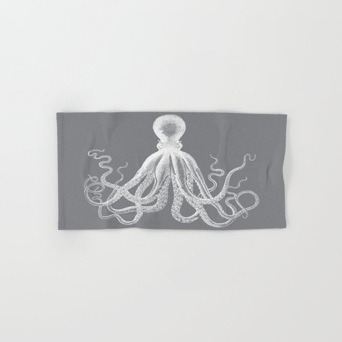 Octopus | Vintage Octopus | Tentacles | Grey and White | Hand & Bath Towel
