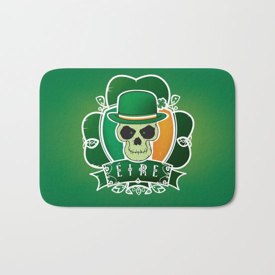 Lucky Irish skull Bath Mat