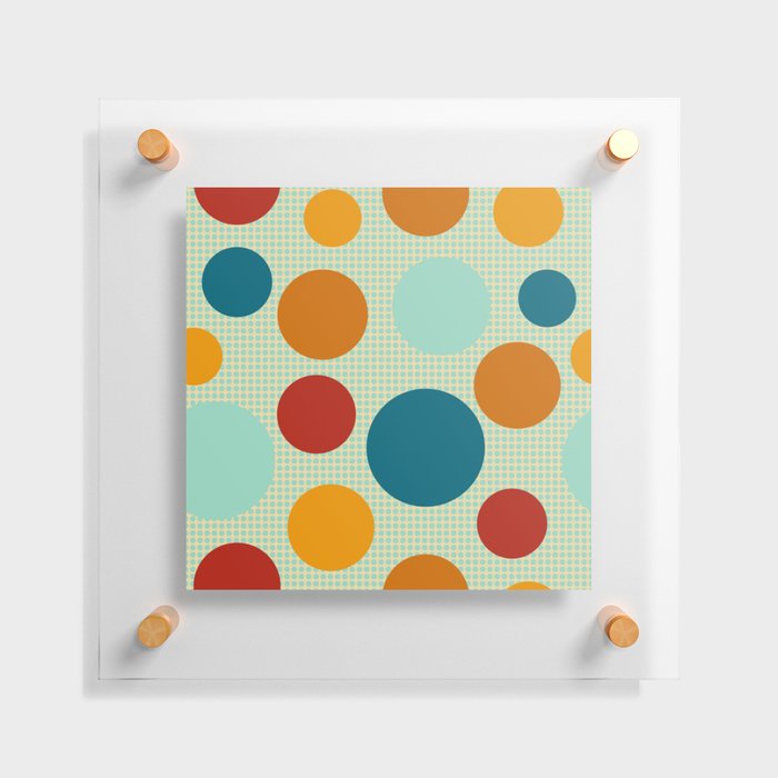 Mid Century Modern Simple Geometric Multi-coloured Dots Pattern - retro colors Floating Acrylic Print